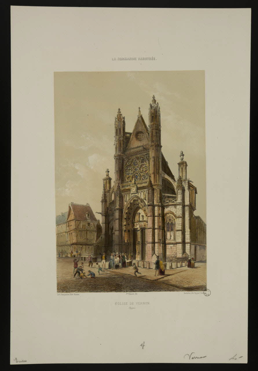 estampe LA NORMANDIE ILLUSTREE.  EGLISE DE VERNON.  (Eure.) 1973.53.24 Photo Mucem