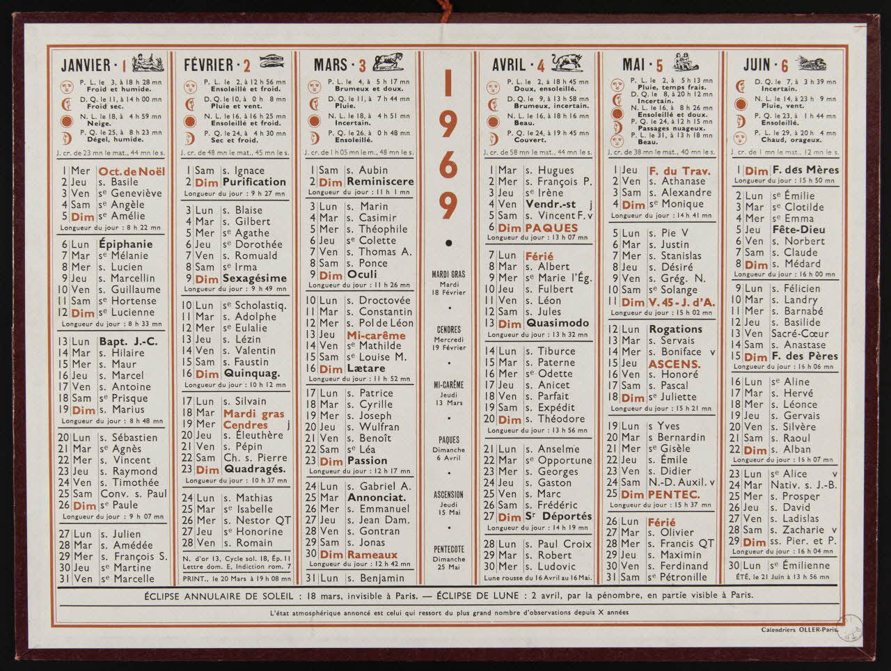 estampe Calendrier de 1969 1973.53.261 Photo Mucem