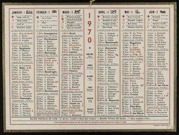 estampe Calendrier de 1970 1973.53.263 Photo Mucem