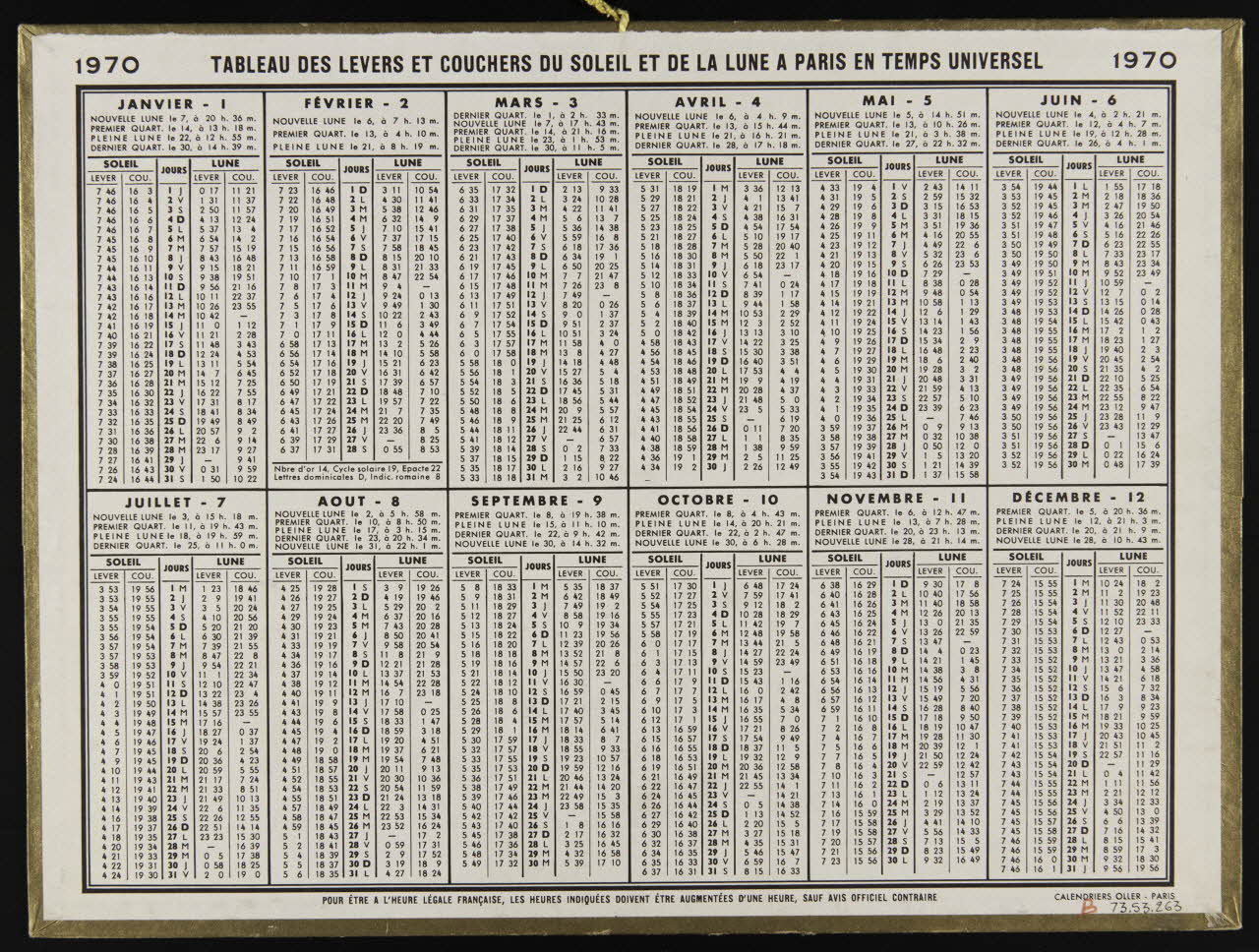 estampe Calendrier de 1970 1973.53.263 Photo Mucem