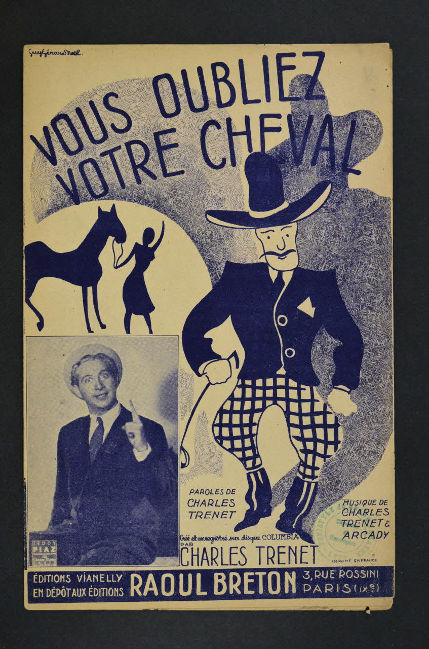 Arcady ; Charles Trénet ; Vianelly; chanson petit format Île-de-France, France 1938 1966.138.28 Photo Mucem