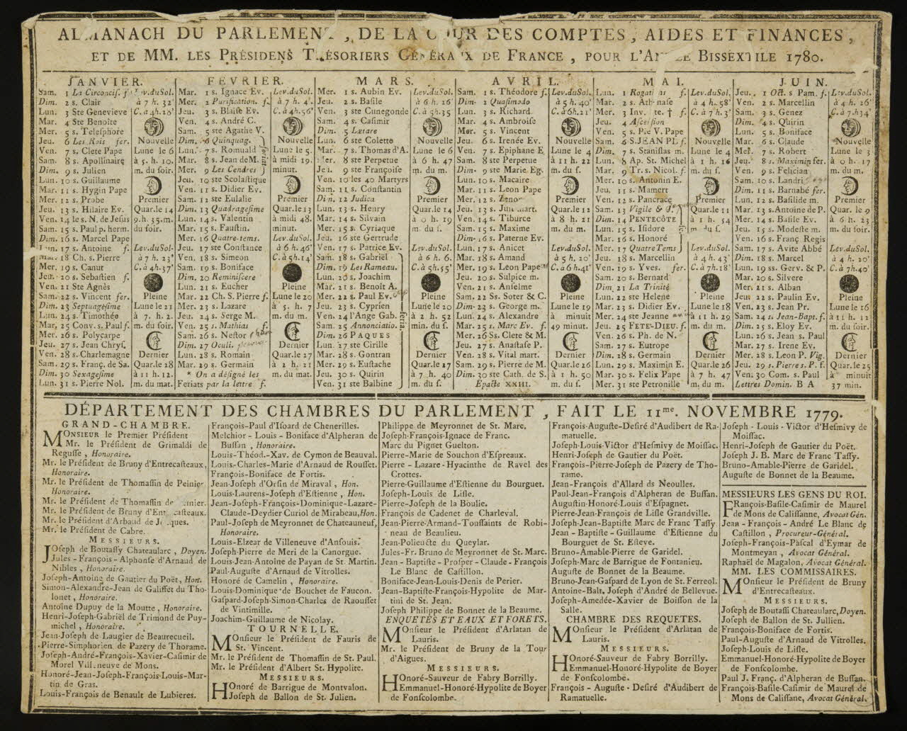 estampe ALMANACH DU PARLEMENT  1780 1973.53.44.2 Photo Mucem