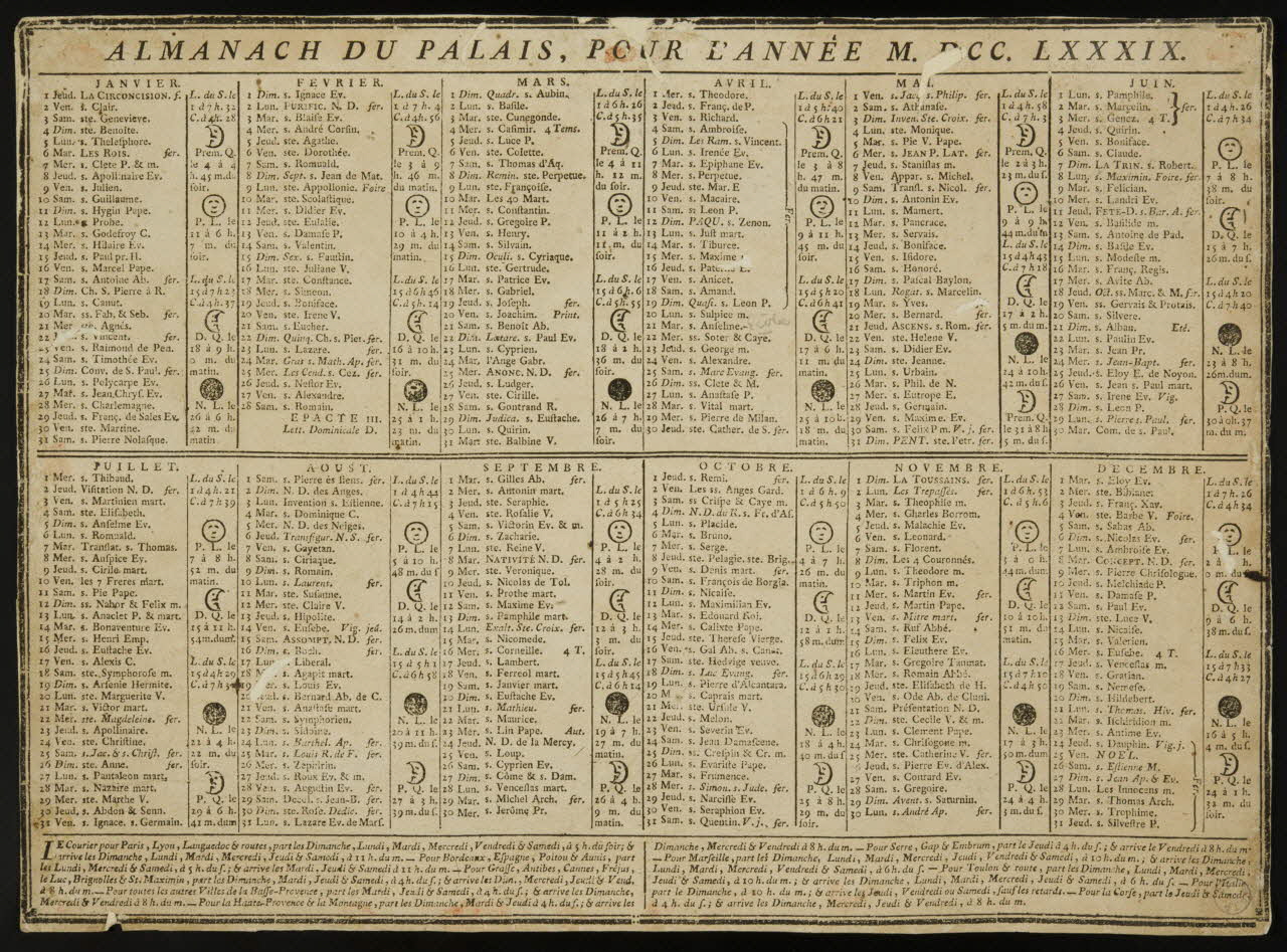 estampe ALMANACH DU PALAIS, POUR L'ANNEE M DCC LXXXIX 1973.53.54.1 Photo Mucem