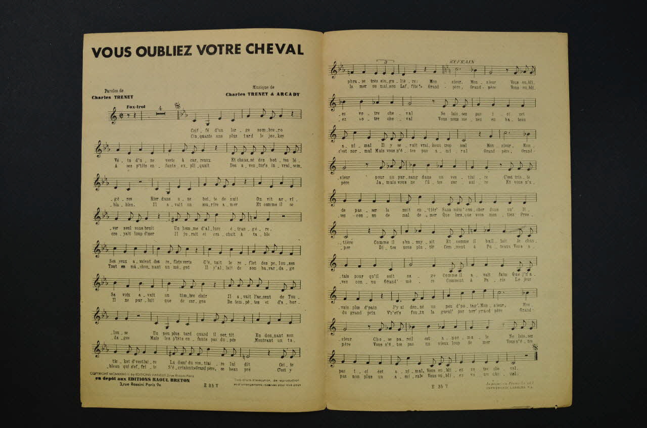 Arcady ; Charles Trénet ; Vianelly; chanson petit format Île-de-France, France 1938 1966.138.28 Photo Mucem