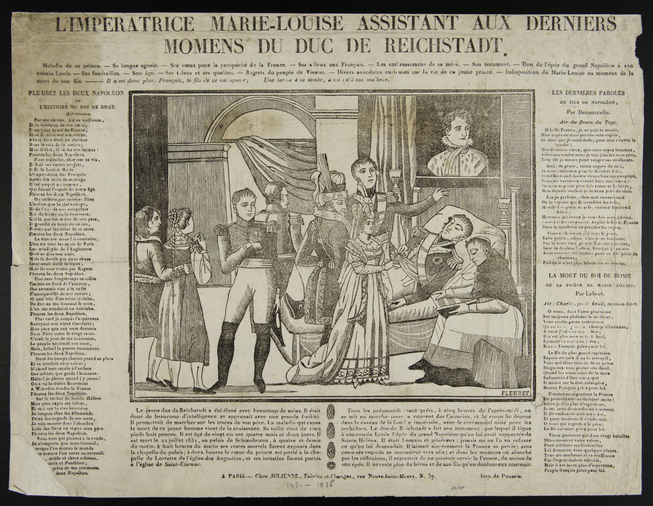 estampe L'IMPERATRICE MARIE-LOUISE ASSISTANT AUX DERNIERS  MOMENS DU DUC DE REICHSTADT. (titre inscrit). 1973.53.7 Photo Mucem