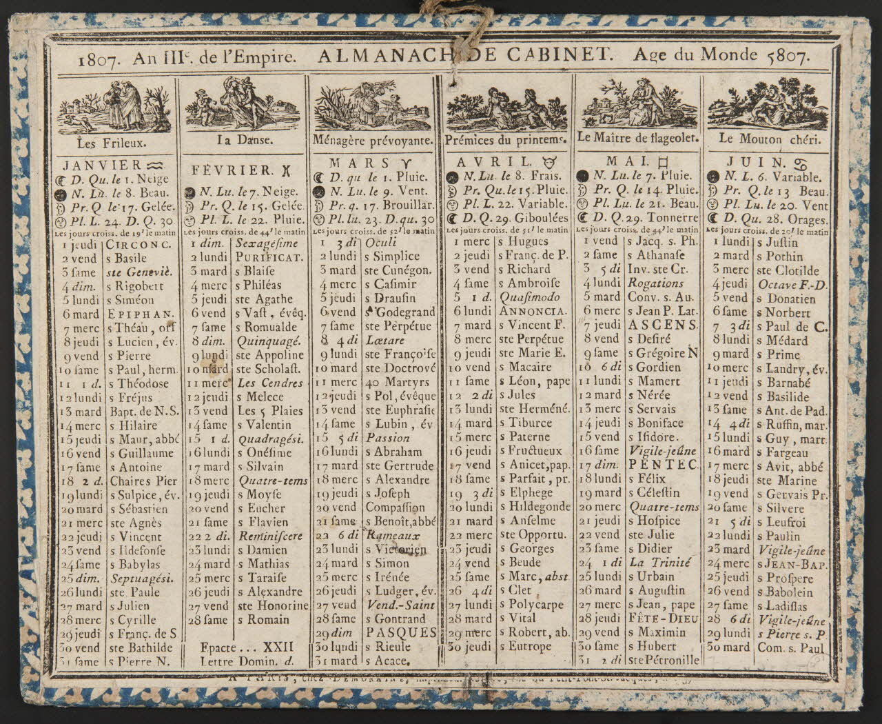 estampe 1807. An IIIe de l'Empire. ALMANACH DE CABINET. Age du Monde 5807. 1973.53.77 Photo Mucem