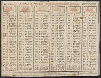Ayne J. imagerie ancienne CALENDRIER, pour l'Année bissextile 1808. Lyon 1807 1973.53.80 Photo Mucem