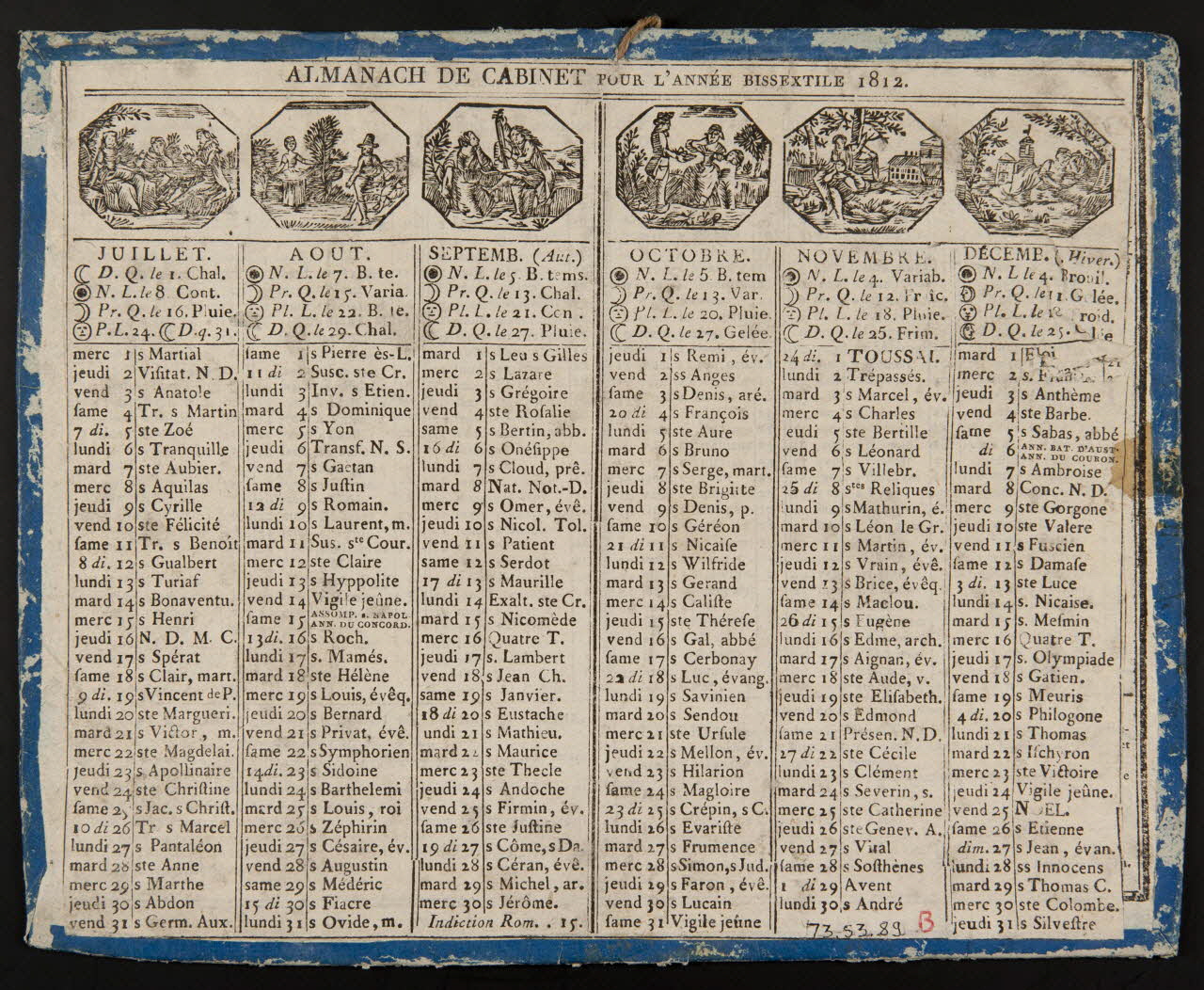 estampe ALMANACH DE CABINET POUR L'ANNEE BISSEXTILE 1812. 1973.53.89 Photo Mucem