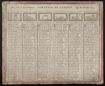 estampe 1814 AN X de l'Empire. ALMANACH DE CABINET. Age du Monde 5814. 1973.53.94 Photo Mucem