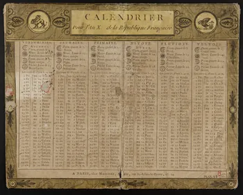 estampe CALENDRIER  Pour l'An X. de la République Française. 1973.53.97 Photo Mucem