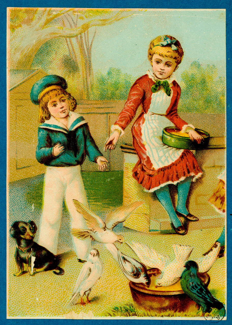 estampe Enfants qui donnent à manger aux oiseaux 1973.54.75.1 Photo Mucem