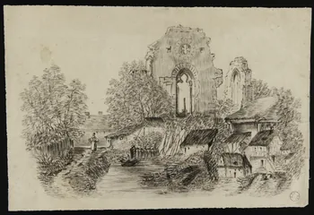 dessin Paysage avec ruines 1973.59.7 Photo Mucem