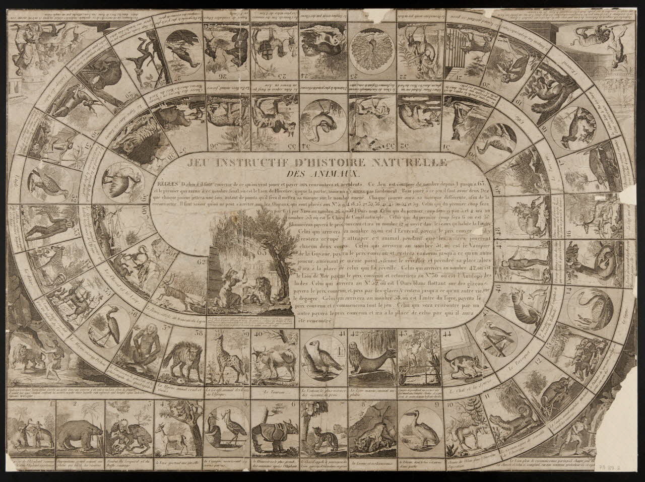 jeu de l'oie JEU INSTRUCTIF D'HISTOIRE NATURELLE  DES ANIMAUX 1973.89.2 Photo Mucem
