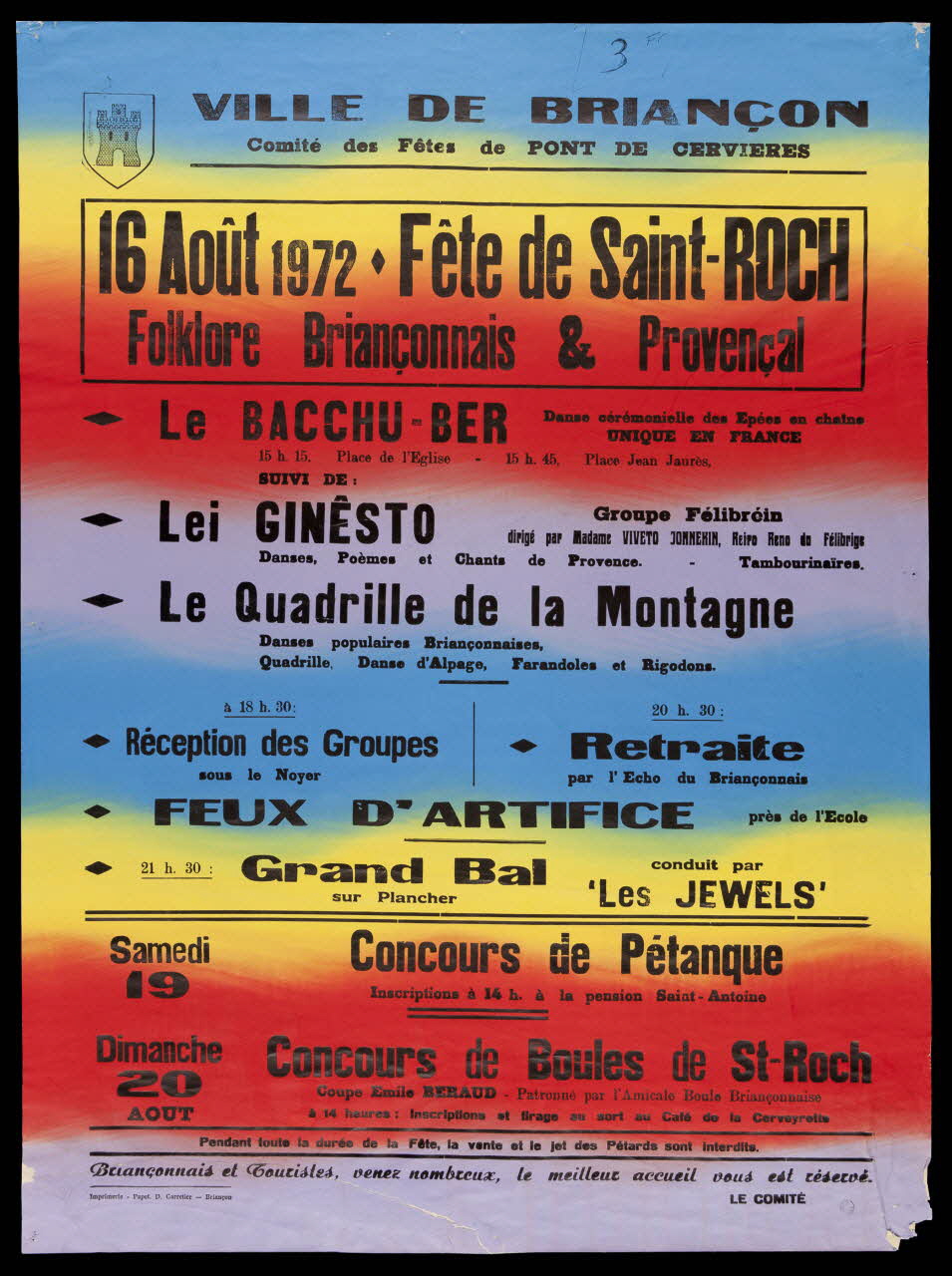 estampe 16 Août 1972 - Fête de Saint-ROCH  Folklore Briançonnais & Provençal 1973.90.16  Photo Mucem
