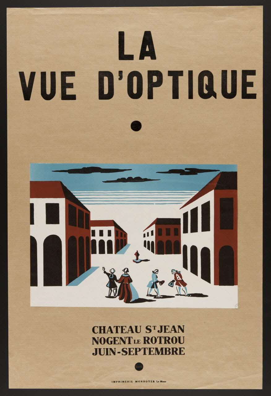 estampe LA  VUE D'OPTIQUE  CHATEAU ST JEAN  NOGENT LE ROTROU  JUIN-SEPTEMBRE 1973.90.7 Photo Mucem