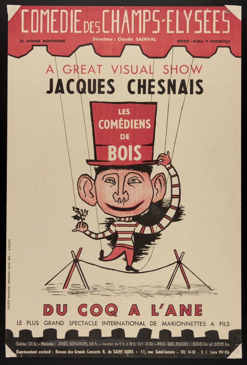 estampe JACQUES CHESNAIS  LES  COMEDIENS  DE  BOIS  DU COQ A L'ANE 1973.91.1 Photo Mucem