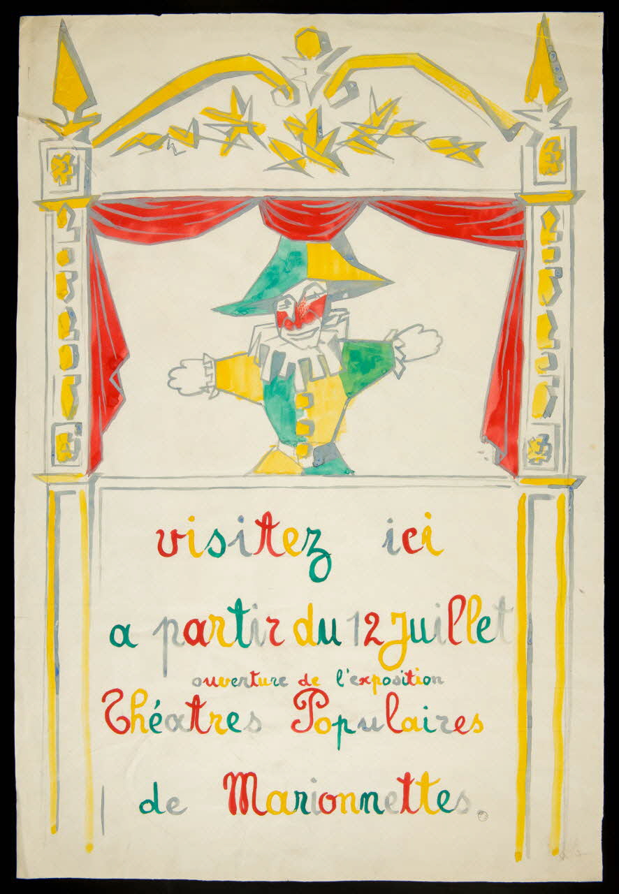 affiche visitez ici  ...  Théatres Populaires  de Marionnettes 1973.91.8 Photo Mucem