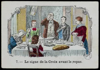estampe 7. - Le Signe de la Croix avant le repas. 1973.95.110  Photo Mucem