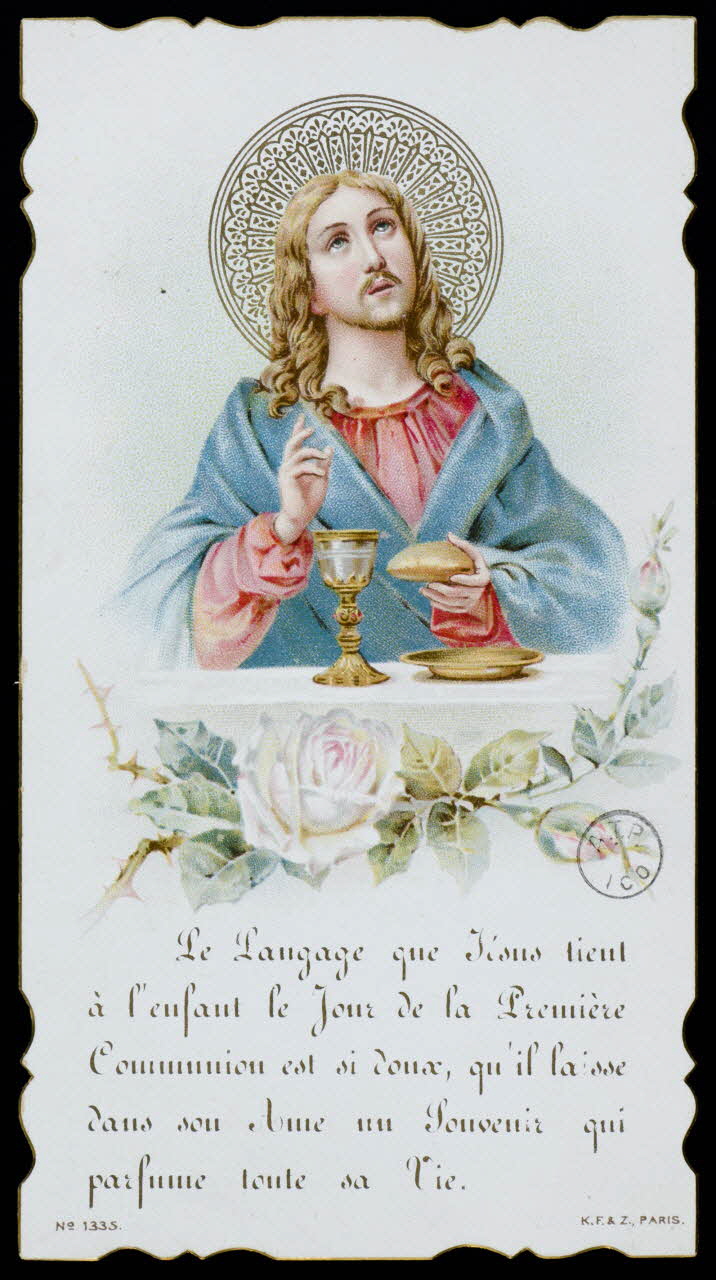 estampe Le Langage que Jésus tient  à l'enfant le Jour de la Première  Communion est si doux, qu'il laisse  dans son Ame un Souvenir qui  parfume toute sa Vie. 1973.95.119 Photo Mucem