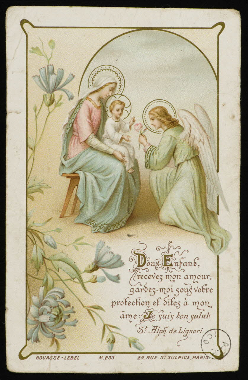 estampe Doux Enfant,  recevez mon amour,  gardez-moi sous votre  protection et dites à mon  âme "Je suis ton salut". 1973.95.21 Photo Mucem
