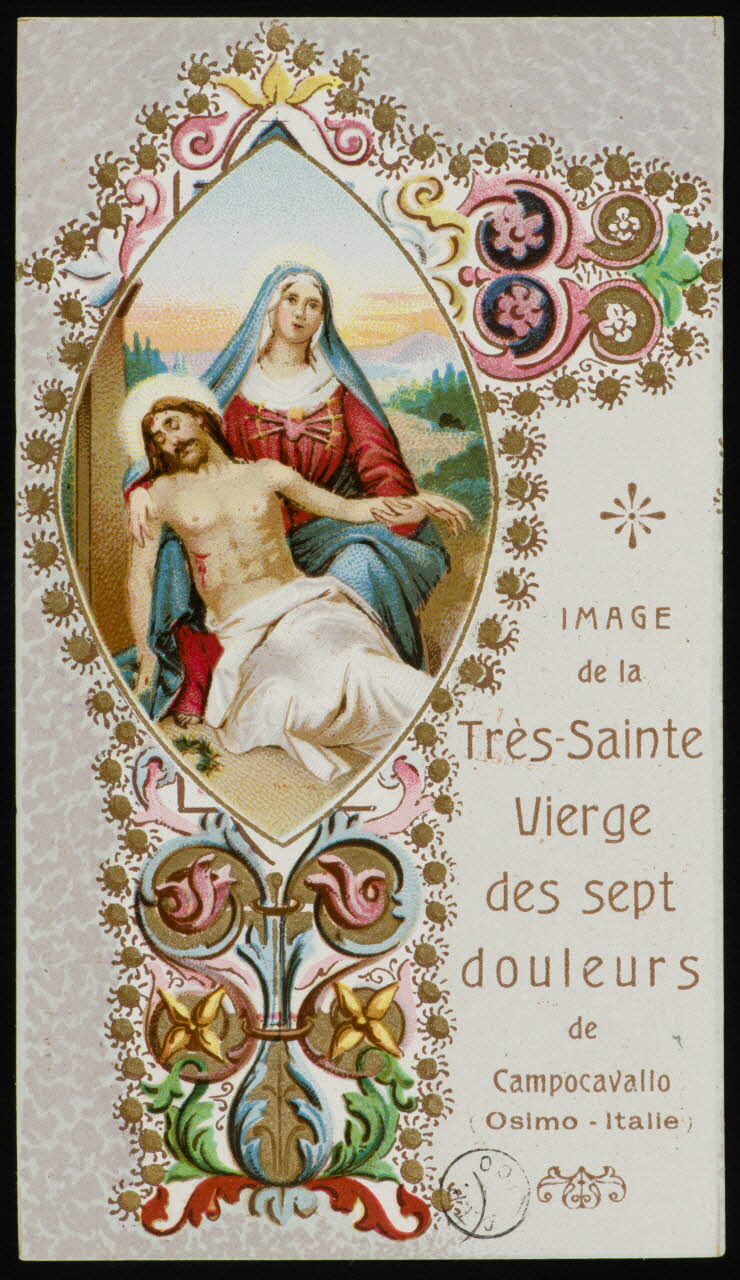 estampe IMAGE  de la  Très-Sainte  Vierge  des sept  douleurs  de  Campocavallo  (Osimo - Italie) 1973.95.49 Photo Mucem