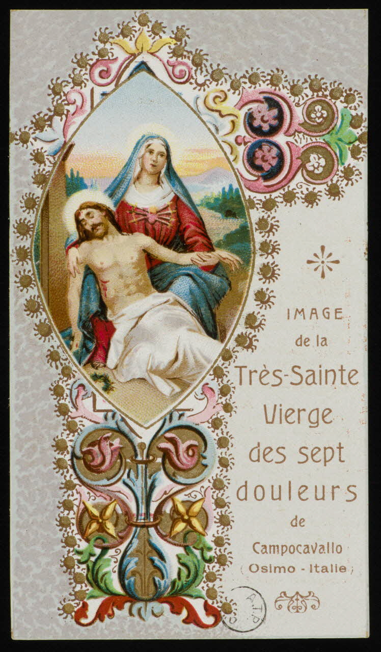 estampe IMAGE  de la  Très-Sainte  Vierge  des sept  douleurs  de  Campocavallo  (Osimo - Italie) 1973.95.53 Photo Mucem