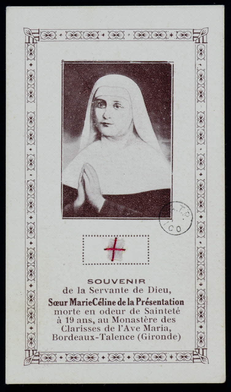 estampe SOUVENIR  de la Servante de Dieu  Soeur MarieCéline de la Présentation 1973.95.62 Photo Mucem
