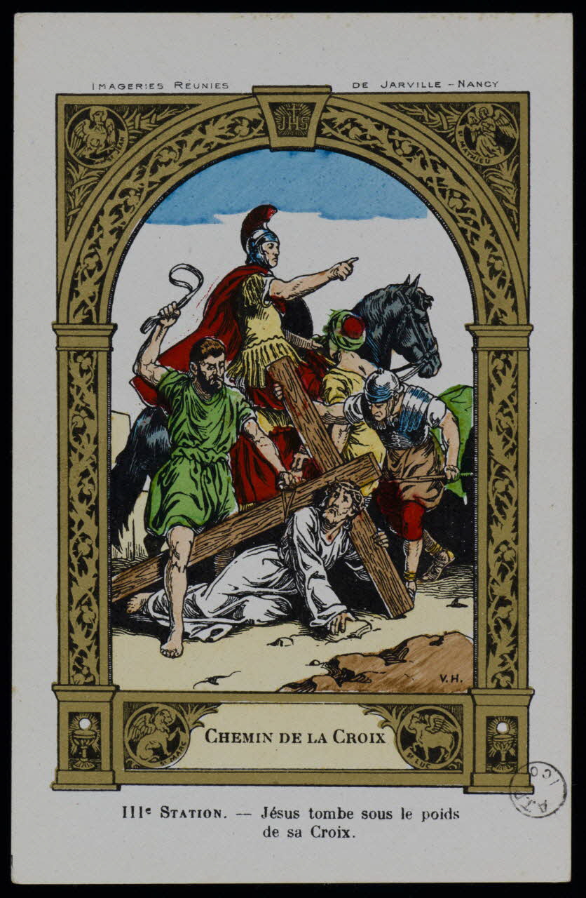 estampe CHEMIN DE LA CROIX  IIIe STATION. - Jésus tombe sous le poids  de sa Croix 1973.95.98 Photo Mucem