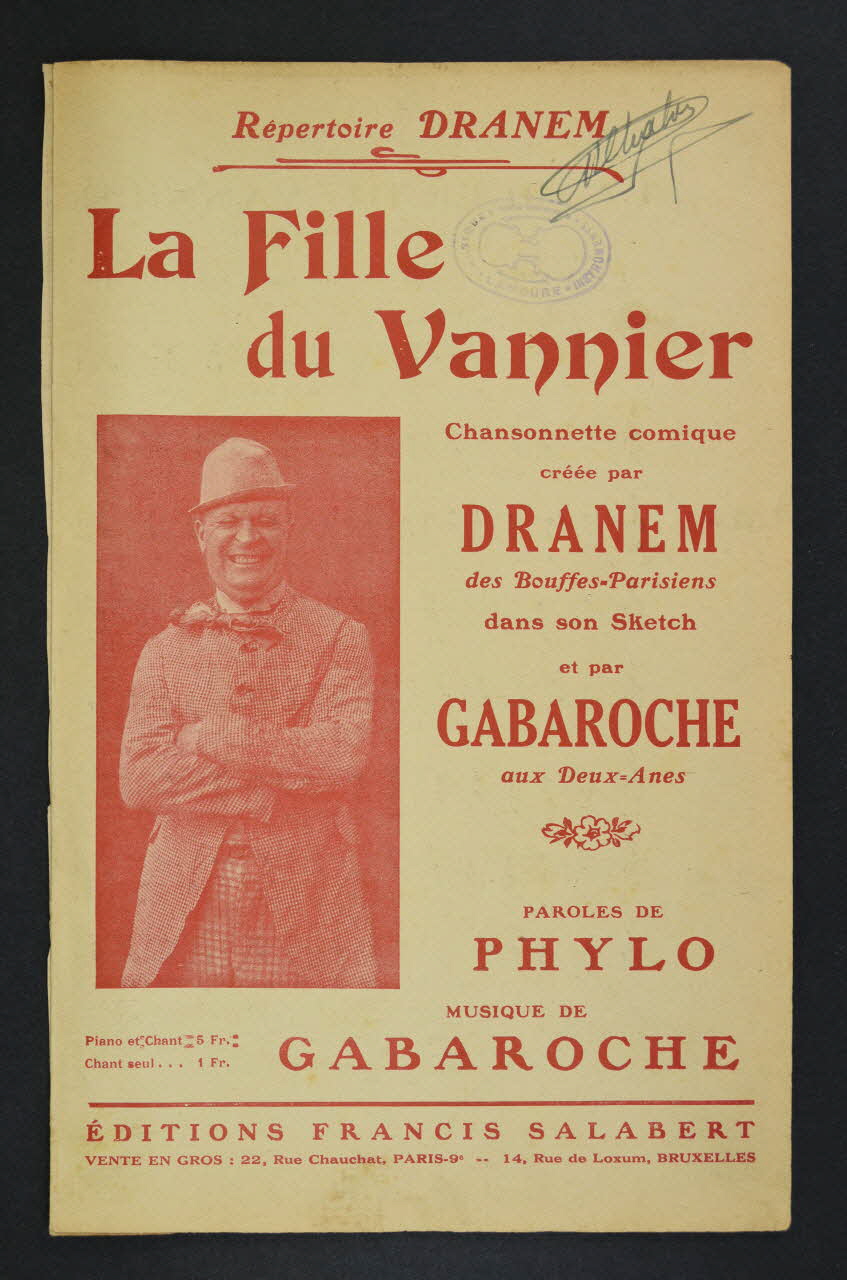 Phylo ; Gaston Gabaroche ; Dranem ; Francis F. Salabert chanson petit format Île-de-France, France 1926 1966.139.10 Photo Mucem