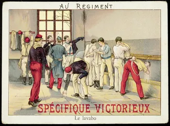carte réclame AU REGIMENT  Le lavabo 1974.19.118 Photo Mucem