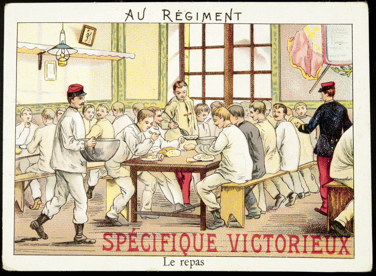 carte réclame AU REGIMENT  Le repas 1974.19.120 Photo Mucem