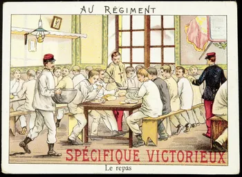 carte réclame AU REGIMENT  Le repas 1974.19.120  Photo Mucem