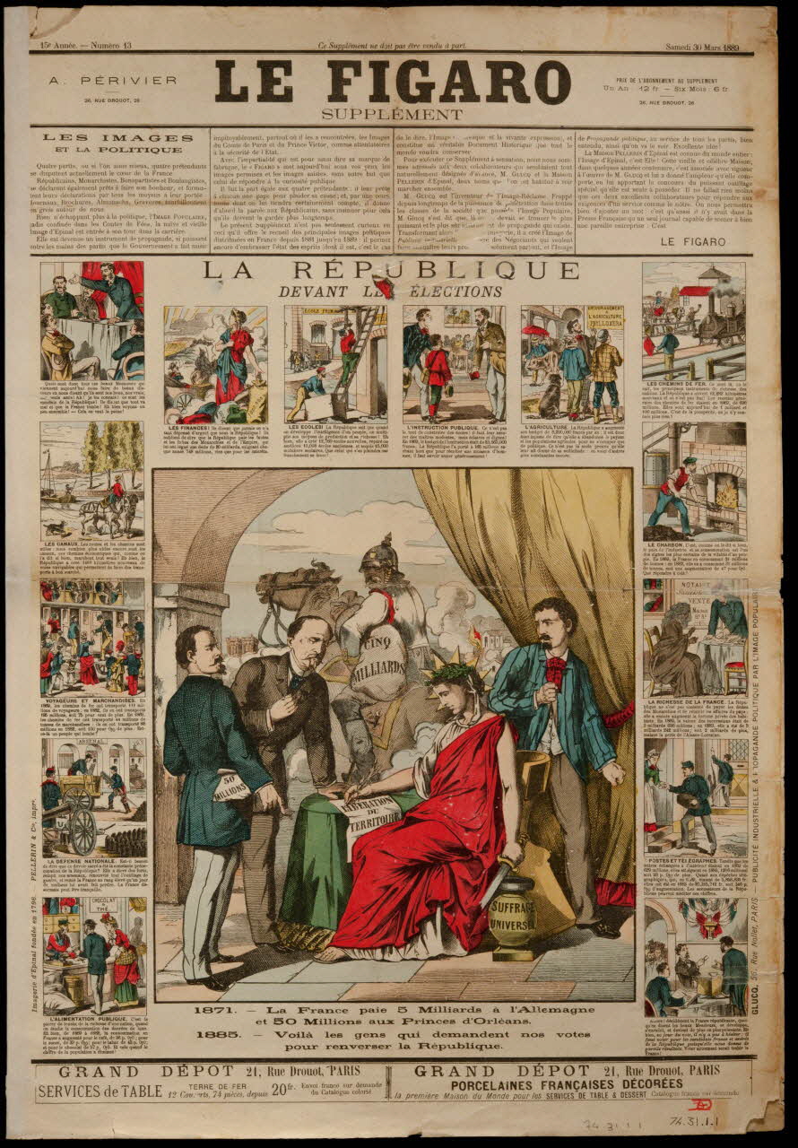 estampe LE FIGARO  SUPPLEMENT  LA REPUBLIQUE  DEVANT LES ELECTIONS 1974.31.1.1 Photo Mucem
