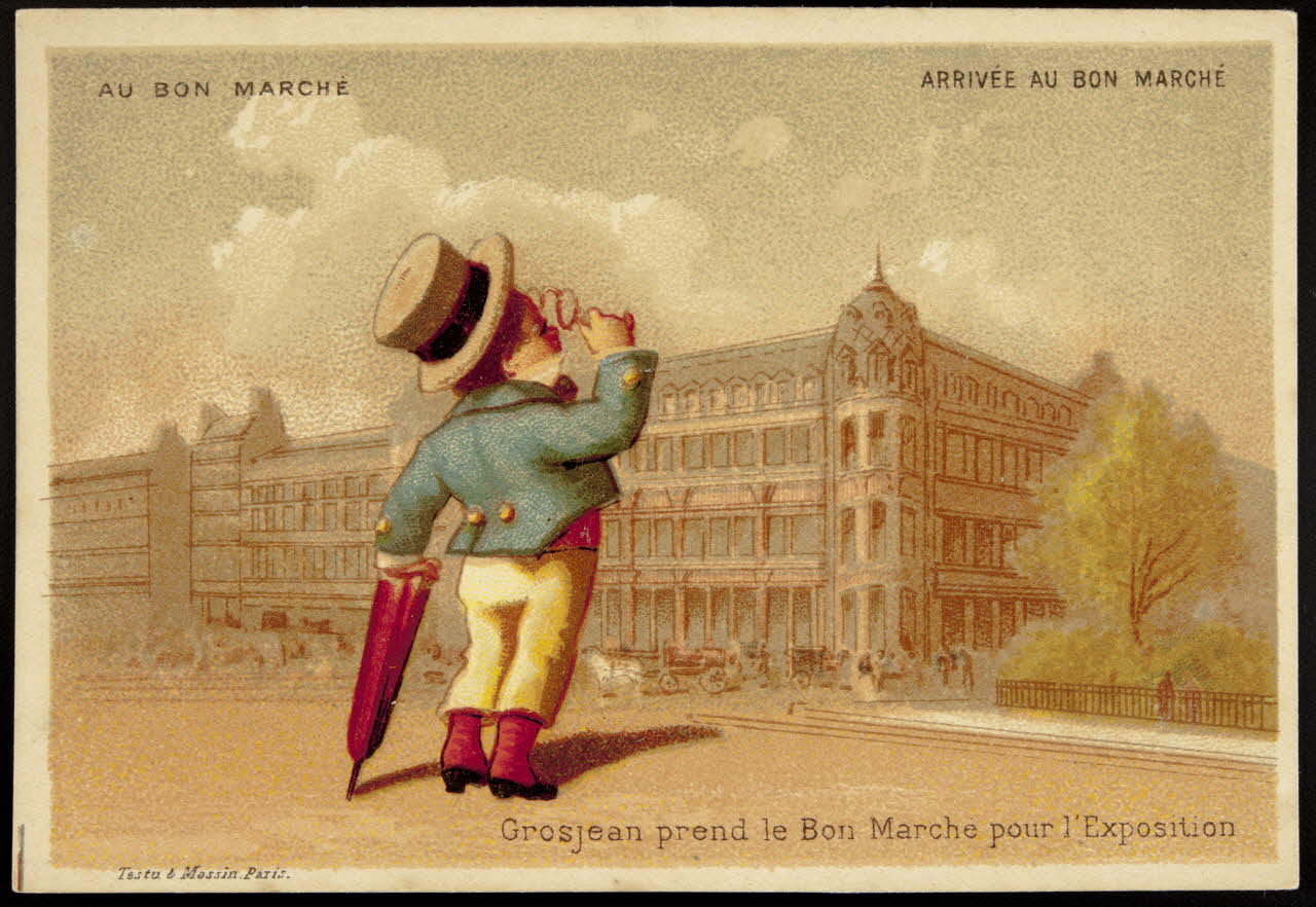 carte réclame Grosjean prend le Bon Marché pour l'Exposition 1974.50.182 Photo Mucem
