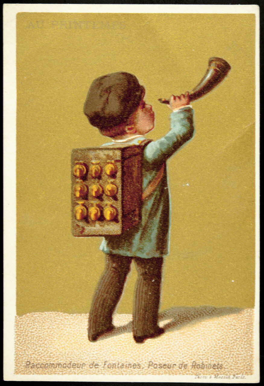 carte réclame Racommodeur de Fontaines, Poseur de Robinets. 1974.50.215 Photo Mucem