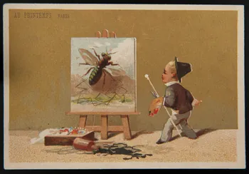 carte réclame Peintre peignant une abeille 1974.50.216  Photo Mucem
