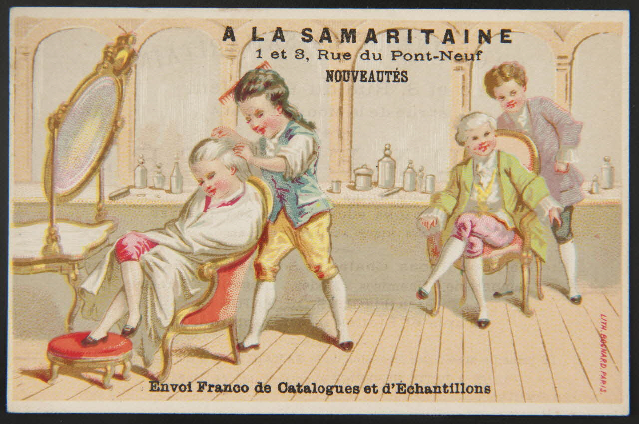 carte réclame Chez le coiffeur 1974.50.276 Photo Mucem