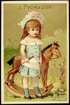carte réclame Mlle BEBE  VIENT DE FAIRE  UN PEU D'EQUITATION  AVANT DEJEUNER 1974.50.283  Photo Mucem