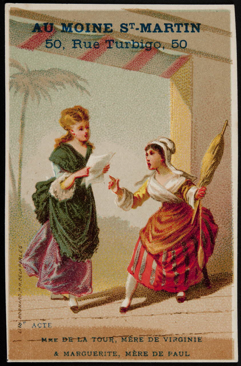 carte réclame 2e ACTE  MME DE LA TOUR, MERE DE VIRGINIE  & MARGUERITE, MERE DE PAUL 1974.50.327 Photo Mucem