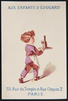 carte réclame Jeune serviteur en patins à roulettes. 1974.50.352 Photo Mucem
