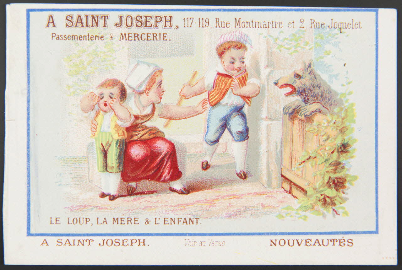 carte réclame LE LOUP, LA MERE & L'ENFANT 1974.50.413 Photo Mucem