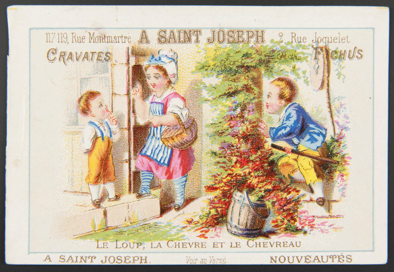 carte réclame LE LOUP, LA CHEVRE ET LE CHEVREAU 1974.50.415 Photo Mucem