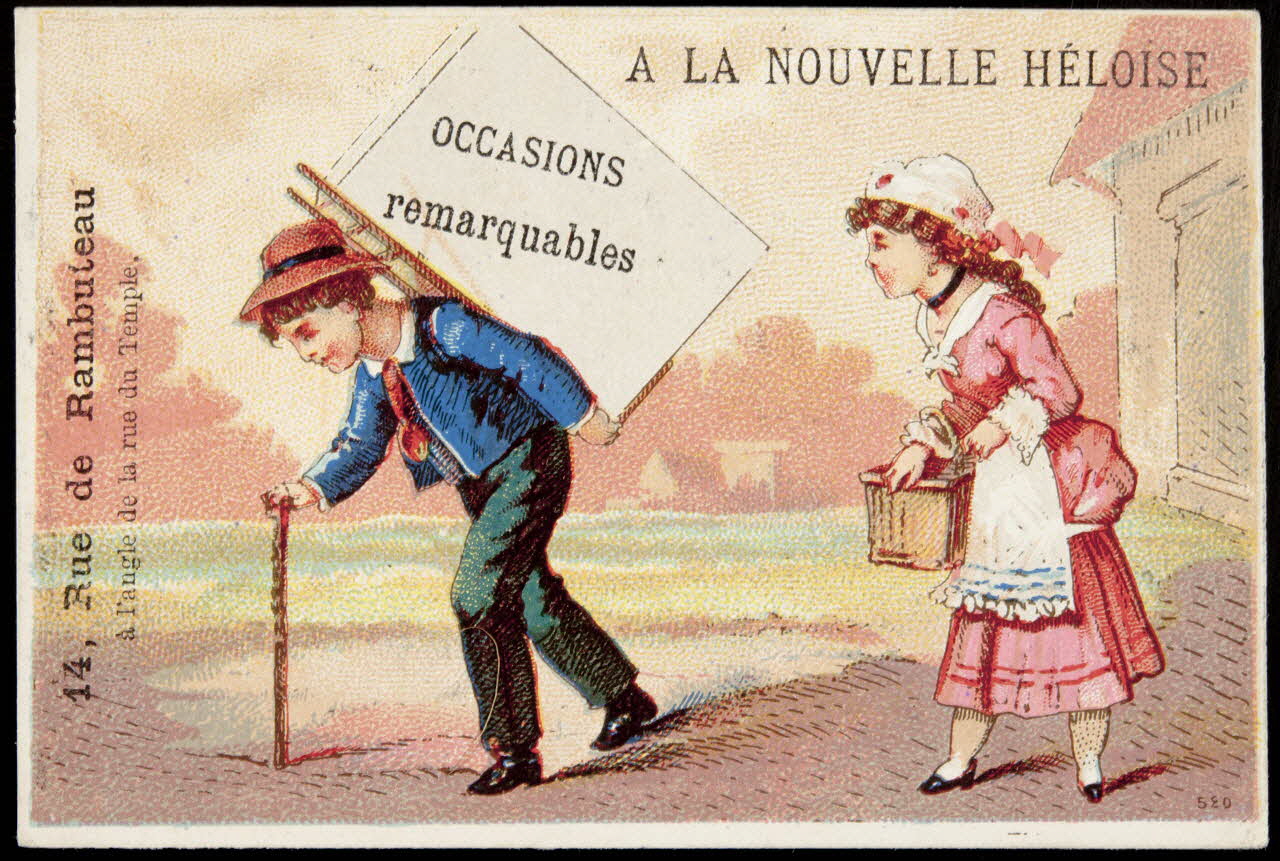 carte réclame Un homme chargé 1974.50.471 Photo Mucem