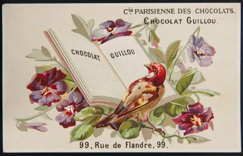 carte réclame Oiseau, livre et pensées. 1974.50.702  Photo Mucem