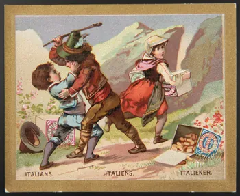 carte réclame ITALIANS.  ITALIENS.  ITALIENER. 1974.50.714  Photo Mucem