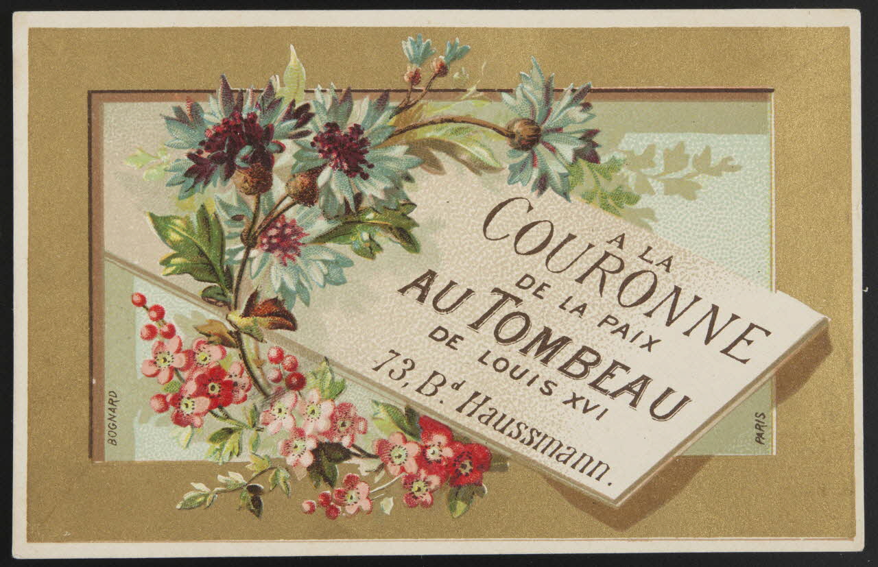 carte réclame Couronne de bleuets et d'aubépine 1974.50.975 Photo Mucem