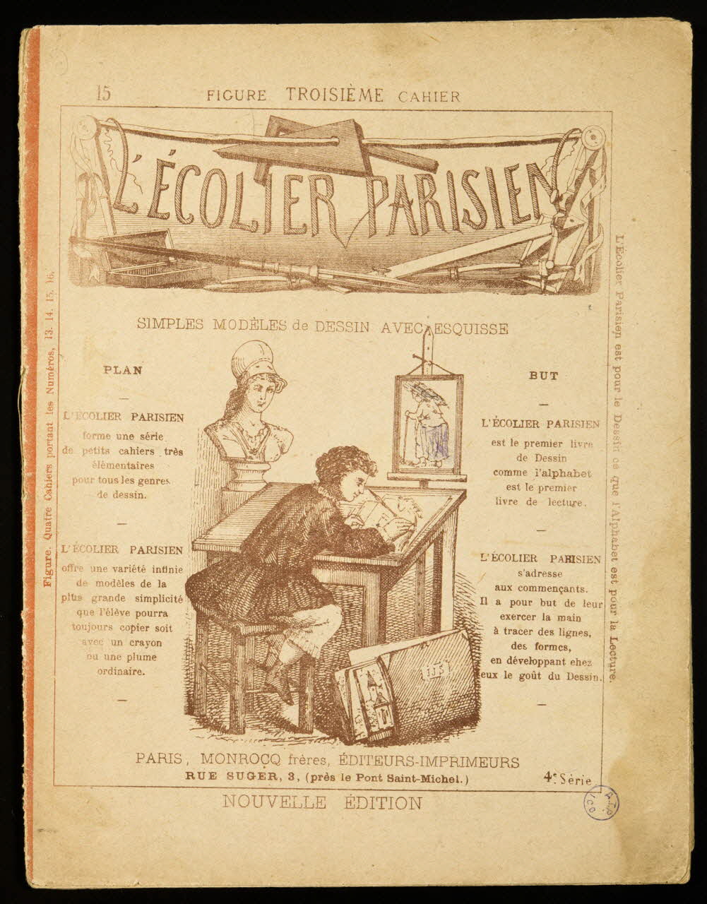 Album L'ECOLIER PARISIEN  SIMPLES MODELES de DESSIN AVEC ESQUISSE 1974.53.53.1/14 Photo Mucem