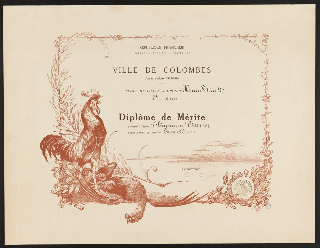 estampe Diplôme de Mérite 1974.53.58 Photo Mucem