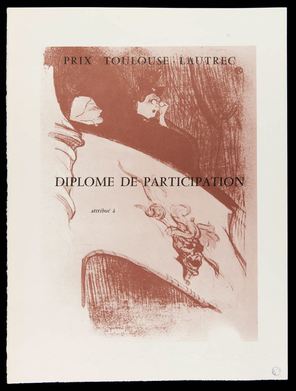 estampe PRIX TOULOUSE LAUTREC  DIPLOME DE PARTICIPATION 1974.65.16 Photo Mucem