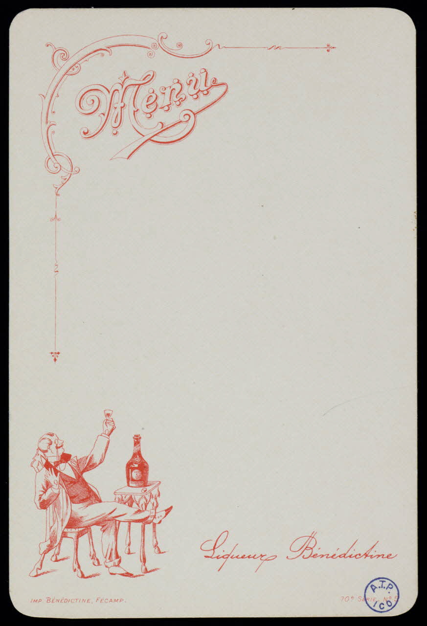 estampe Menu  Liqueur Bénédictine 1974.65.27 Photo Mucem